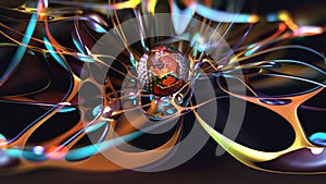 Electrical impulse. Artificial Intelligence Data Analysts. Future processor. Quantum CPU in the nanotech computer network