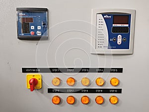 Electrical indicator mount on capacitor bank panel.