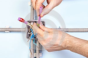 Electrical installation services, putting shrinkable tube on photo