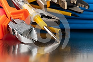 Electrical installation tool and cabling close-up