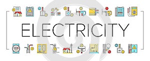 Electrical Installation Tool Icons Set Vector .