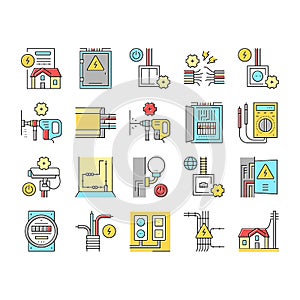 Electrical Installation Tool Icons Set Vector .