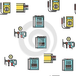 Electrical Installation Tool Icons Set Vector