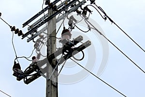 Electrical insulator on concrete pole