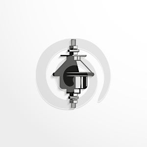 Electrical insulator. Vector illustration. Black and white view.