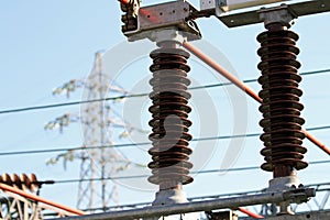 Electrical insulators, a high-voltage power station