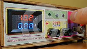Electrical laboratory. Ammeter voltmeter digital laboratory power supply.