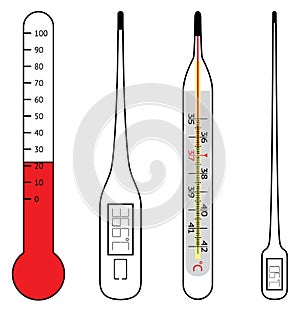 Electrical and mercury thermometers