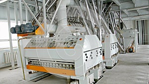 Electrical mill machinery for the production of wheat flour. Grain equipment. Grain. Agriculture. Industrial