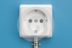 Electrical outlet on the blue wall, 3D