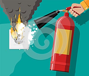 Electrical outlet on fire. Overload of network.