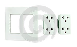 Electrical outlet (socket plug) on white background