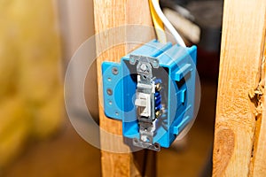 Electrical outlet switch box during new construction