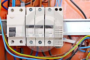 Electrical panel box with fuses and contactors