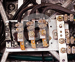 Electrical panel and cables in the old factory