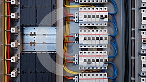 Electrical Panel with Circuit Breakers and Wiring â AI Content