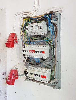 Electrical panel cords voltage background