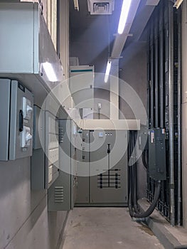 Electrical panel in electrical room for control and distribute power system  in building
