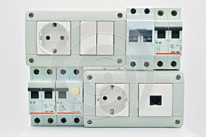 Electrical panel with magneto-thermal, plugs, switches, telephone jack and differential