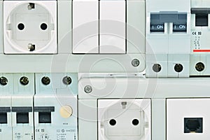 Electrical panel with magneto-thermal, plugs, switches, telephone jack and differential