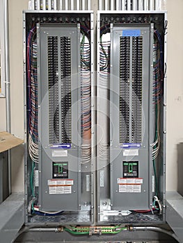 Electrical panel and subpanel at a commercial construction site