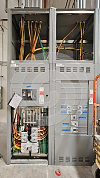 Electrical panel and subpanel at a commercial construction site