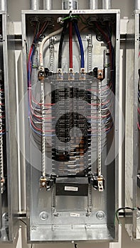 Electrical panel and subpanel at a commercial construction site