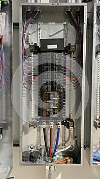 Electrical panel and subpanel at a commercial construction site