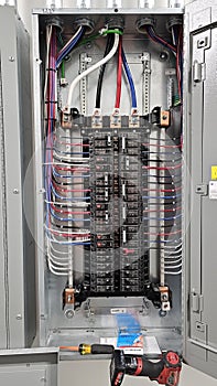 Electrical panel and subpanel at a commercial construction site