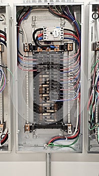 Electrical panel and subpanel at a commercial construction site