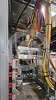 Electrical panel and subpanel at a commercial construction site