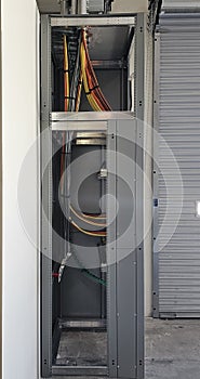 Electrical panel and subpanel at a commercial construction site