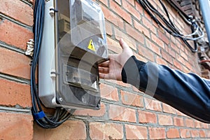 Electrical panel on wall close up