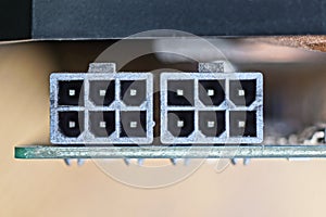 electrical plastic socket inputs on the video card chip