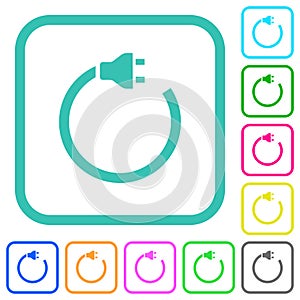 Electrical plug and cord vivid colored flat icons