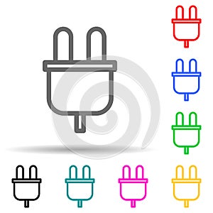 electrical plug multi color style icon. Simple thin line, outline vector of web icons for ui and ux, website or mobile application