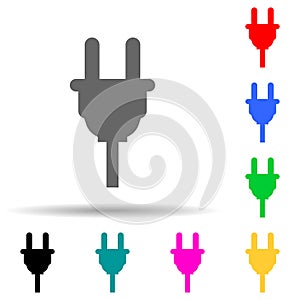electrical plug multi color style icon. Simple thin line, outline vector of web icons for ui and ux, website or mobile application