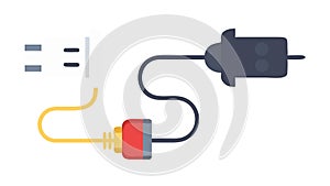 Electrical Plug and Socket Connector Icon, vector design Generative AI