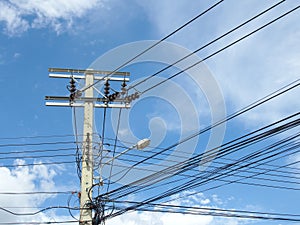Electrical pole with power line cables