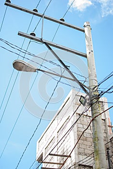 Electrical Pole Under the Clear Blue Sky