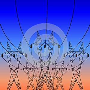 Electrical poles and electrical wires carry electrical current to consumers