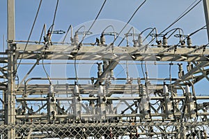 Electrical poower distribution center close up