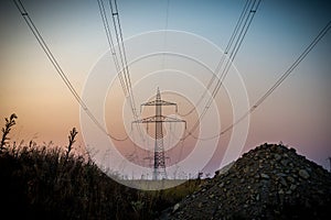 Electrical posts to the dawn photo