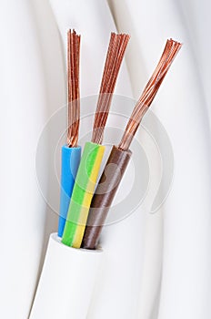 Electrical power cable close up