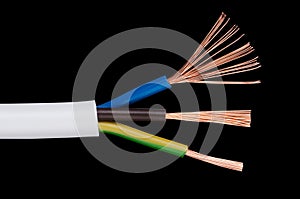 Electrical power cable IEC standard over black