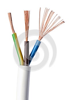 Electrical power cable IEC standard over white