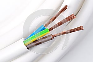 Electrical power cable macro photo