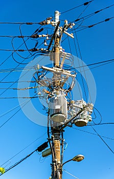 Electrical power line cables and transformers in Japan