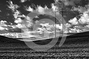 Electrical Power Lines and Fields in Autumn