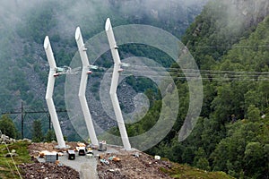 Electrical power pylons are being installed in Norway